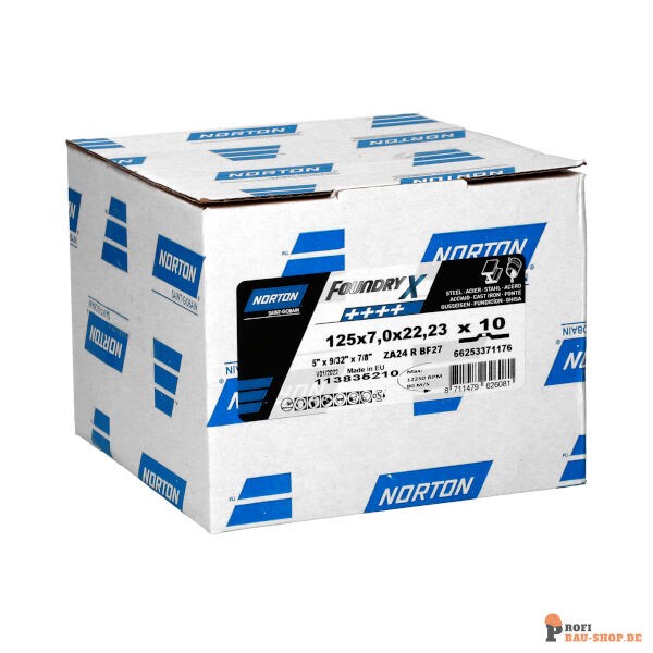 nortonschleifmittel/NORTON_schleifmittel_66253371176 Norton FOUNDRY X for Right-Angle Grinder Grinding on CAST IRON 125x7x22.23 GRIT 24_134357